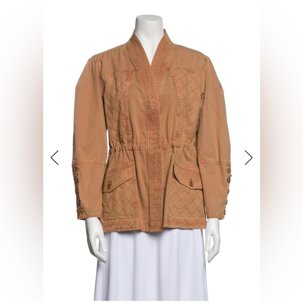 Ulla Johnson Dusty Orange Quilted Utility Jacket 100% Cotton Drawstring Waist P